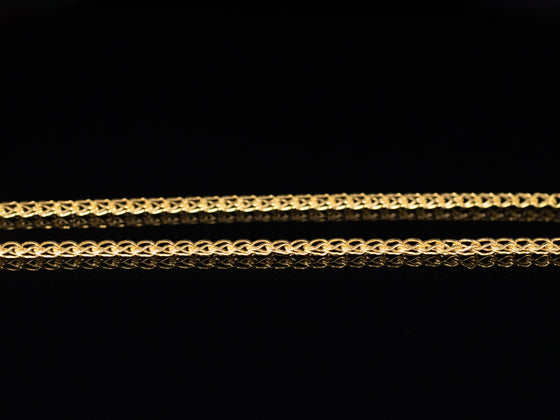 18K Yellow Gold Woven Box Wheat Chain 24"