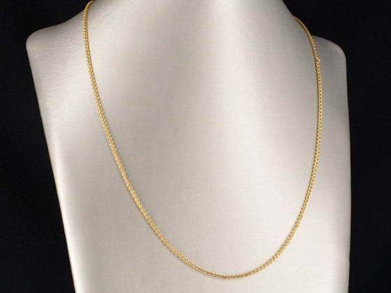 18K Yellow Gold Woven Box Wheat Chain 24"