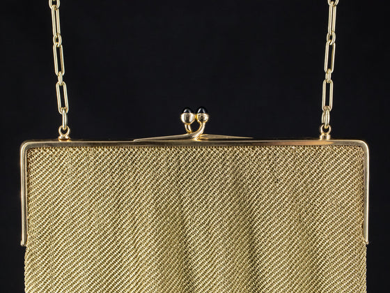 Flapper Purse with Sapphire Accents in 14K Yellow Gold