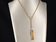  10K Yellow Gold Chain Necklace with Decorative Tassel