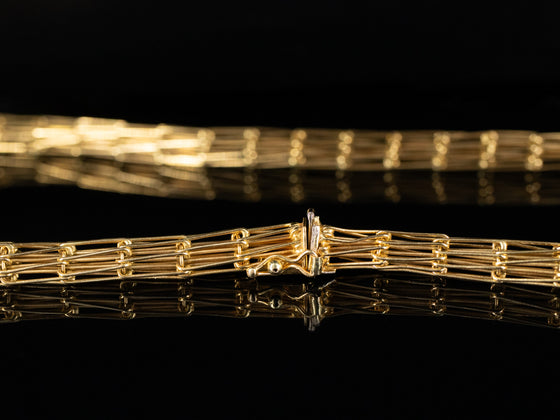 Woven Pin Tube Necklace in 18K Yellow Gold