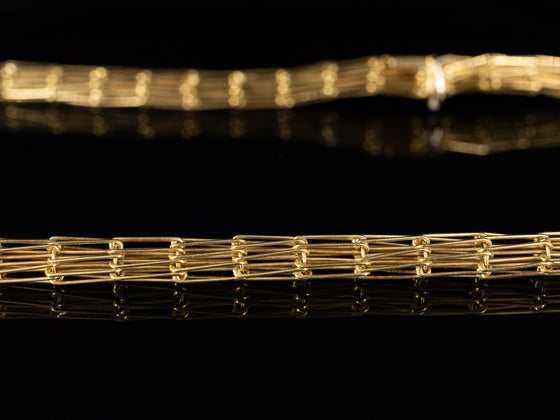 Woven Pin Tube Necklace in 18K Yellow Gold