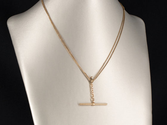 Double Chain Necklace with Toggle in 10K Yellow Gold