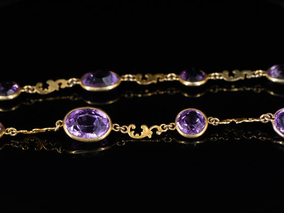 Amethyst Cascade Necklace in 14K Yellow Gold