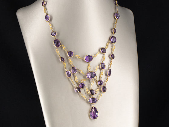 Amethyst Cascade Necklace in 14K Yellow Gold