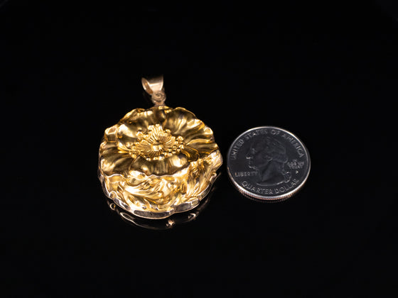 Peony Locket in 10K Yellow Gold