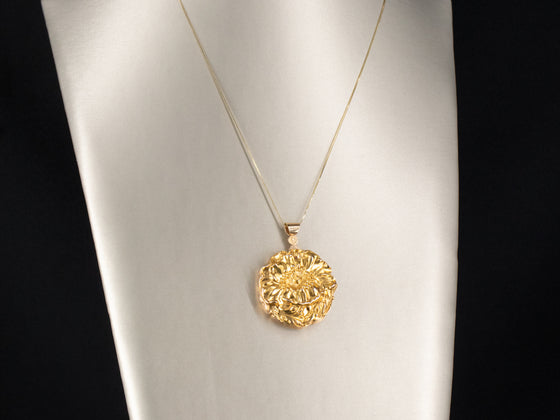 Peony Locket in 10K Yellow Gold