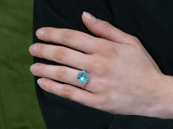 The Morgan Blue Zircon and Diamond Ring in 14K Rose Gold