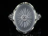 Camphor Glass Ring with Diamond Accent in 18K White Gold