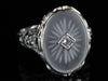 Camphor Glass Ring with Diamond Accent in 18K White Gold
