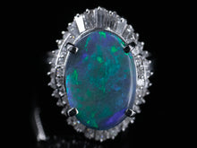  Black Opal and Diamond 'Ballerina Skirt' Ring in Platinum