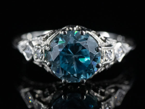 The Bellamy Blue Zircon Ring in 14K White Gold