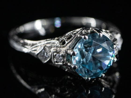 The Bellamy Blue Zircon Ring in 14K White Gold