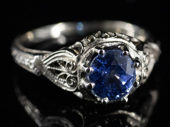 The Forrester Cornflower Blue Sapphire Ring in 18K White Gold