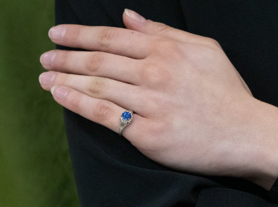 The Forrester Cornflower Blue Sapphire Ring in 18K White Gold