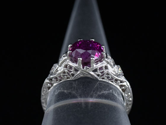 The Bellamy Fuschia Sapphire and Diamond Ring in 14K White Gold