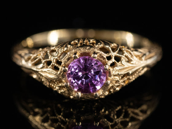 The Marcy Pink Sapphire Ring in 18K Yellow Gold