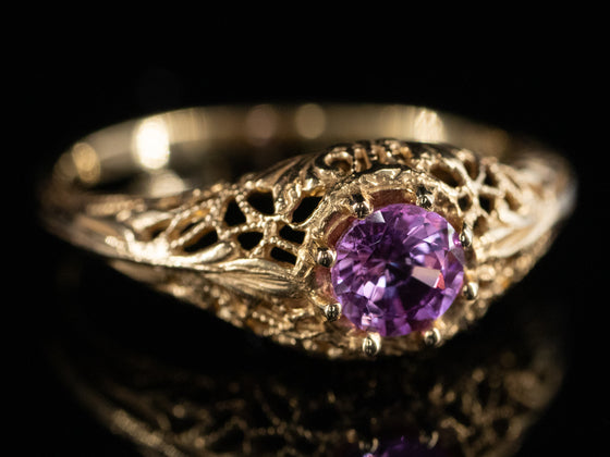 The Marcy Pink Sapphire Ring in 18K Yellow Gold