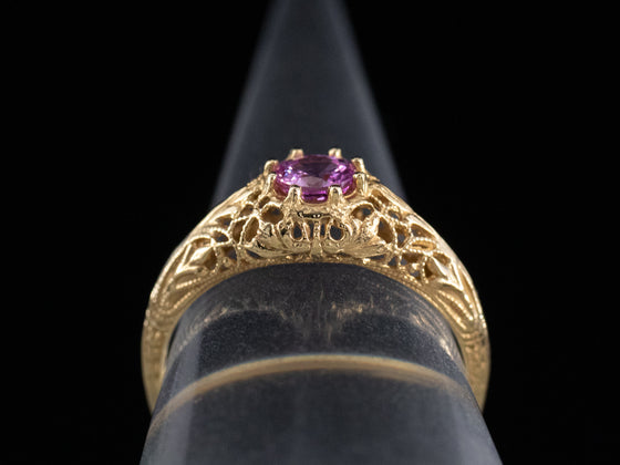 The Marcy Pink Sapphire Ring in 18K Yellow Gold