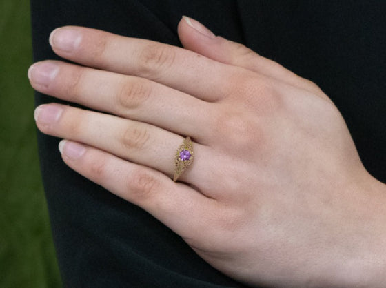 The Marcy Pink Sapphire Ring in 18K Yellow Gold