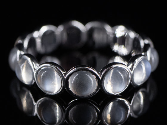 The Moonstone Band in 18K White Gold