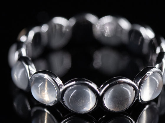 The Moonstone Band in 18K White Gold