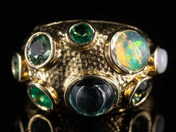 The Green Hues Sputnik Ring in 18K Yellow Gold