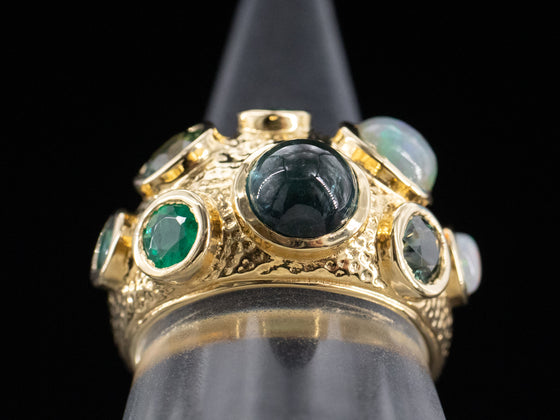The Green Hues Sputnik Ring in 18K Yellow Gold