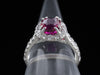 Ruby Ring with Diamond Halo and Shoulders in Platinum