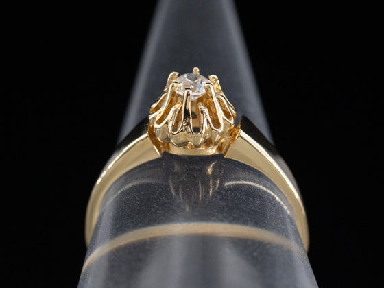 The Cathedral European Cut Diamond Ring in 14K Yellow Gold