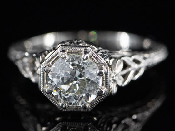 The Greenleaf Old Mine Cut Diamond Engagement Ring in 18K White Gold