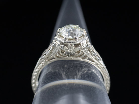 The Greenleaf Old Mine Cut Diamond Engagement Ring in 18K White Gold