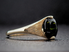 Retro Ribbed Shoulder Green Tourmaline in 14K Yellow Gold