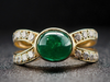 East to West Cabochon Emerald Ring in 18K Yellow Gold