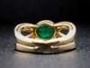 East to West Cabochon Emerald Ring in 18K Yellow Gold