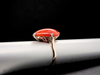 Elongated Oval Red Coral Solitaire Ring in 14K Yellow Gold