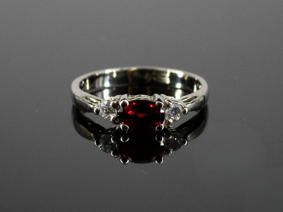 The Elaina Garnet and Diamond Ring in 14K White Gold