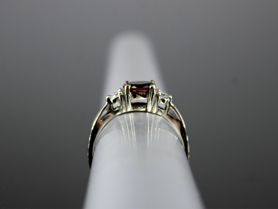 The Elaina Garnet and Diamond Ring in 14K White Gold