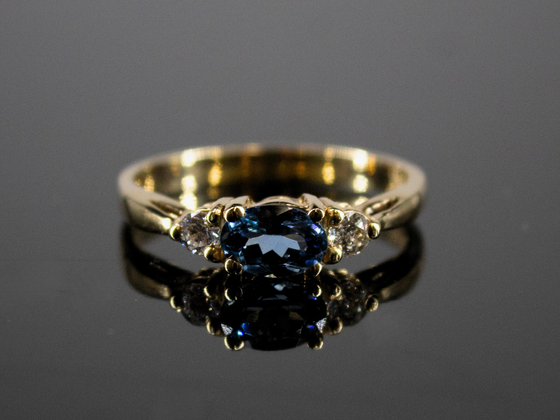 The Elaina Aquamarine and Diamond Ring in 14K Yellow Gold