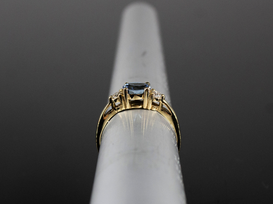 The Elaina Aquamarine and Diamond Ring in 14K Yellow Gold