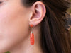 Rose Impression Carved Coral Drop Earrings in 14K Yellow Gold