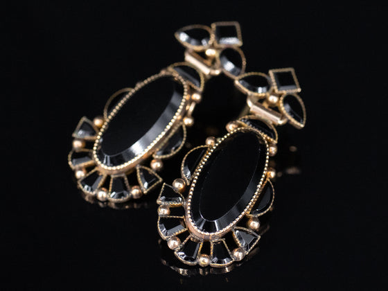 Facetted Black Onyx Drop Earrings in Gold-Filled