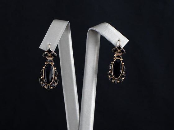 Facetted Black Onyx Drop Earrings in Gold-Filled