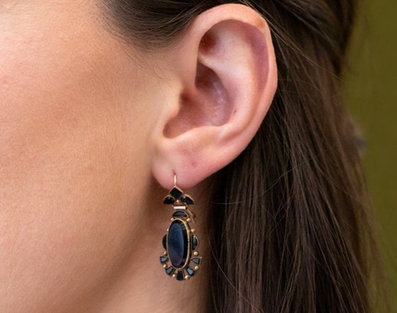 Facetted Black Onyx Drop Earrings in Gold-Filled