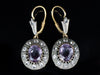 Synthetic Alexandrite Drop Earrings with White Sapphire Halos in 18K Yellow Gold and Sterling Silver