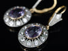 Synthetic Alexandrite Drop Earrings with White Sapphire Halos in 18K Yellow Gold and Sterling Silver