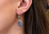 Synthetic Alexandrite Drop Earrings with White Sapphire Halos in 18K Yellow Gold and Sterling Silver