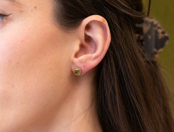 The Nellie Peridot Stud Earrings in 14K Yellow Gold