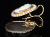 Bacchus Cameo Brooch and Earrings Set in 14K Yellow Gold