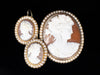 Bacchus Cameo Brooch and Earrings Set in 14K Yellow Gold